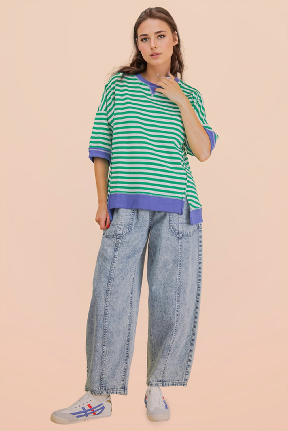 Oversized Stripe Casual Knit Top