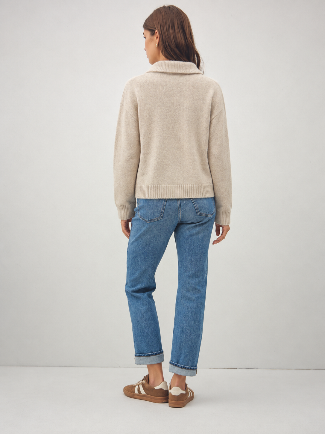 Wool Blend Cardigan w/ Detachable Scarf