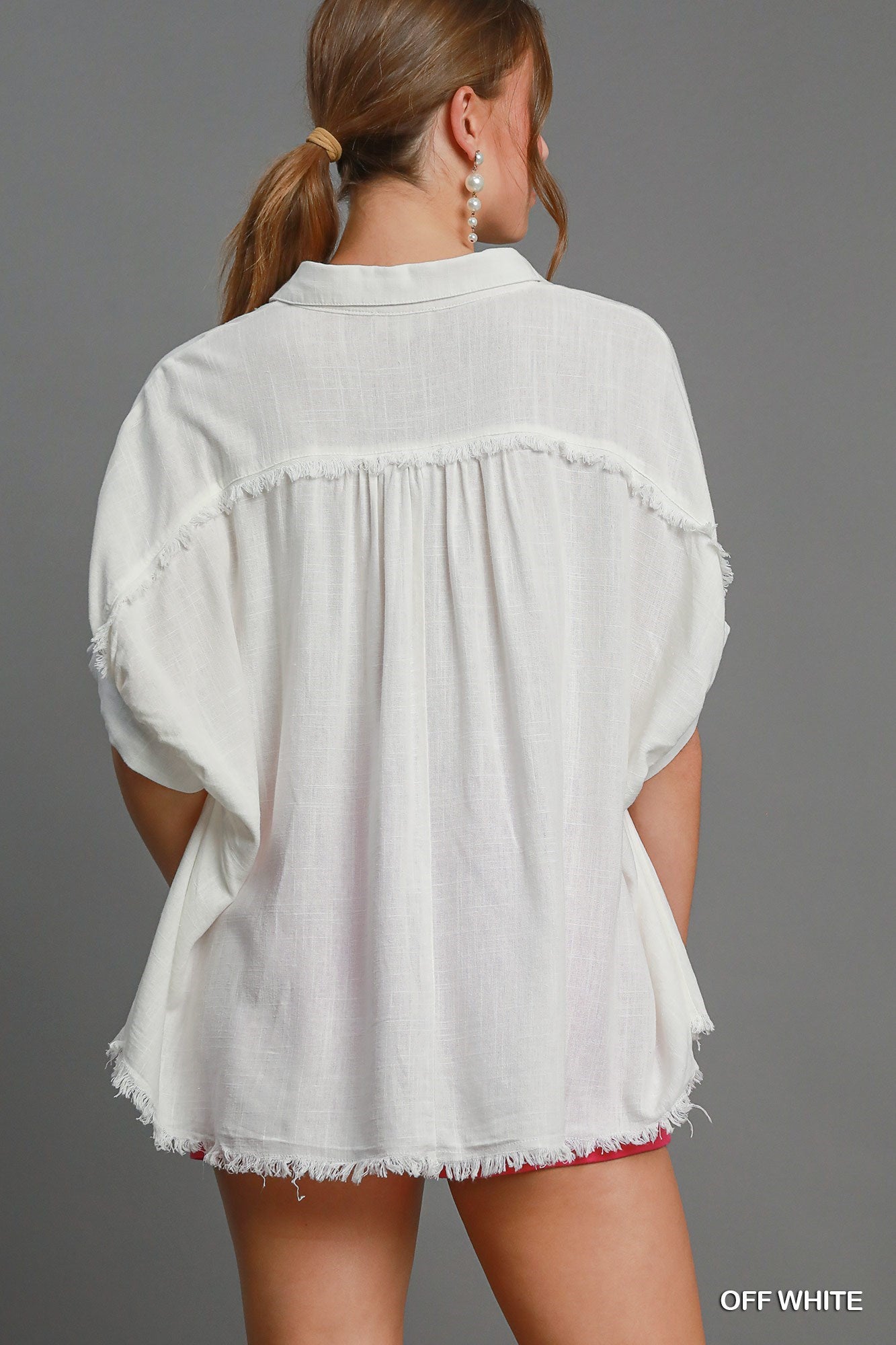Linen Frayed Edge Button-Down Shirt