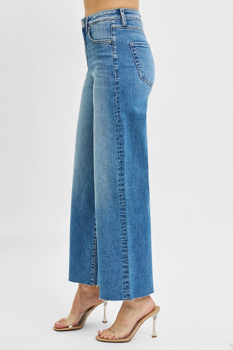 Tummy Control High Rise Crop Wide Leg Jeans