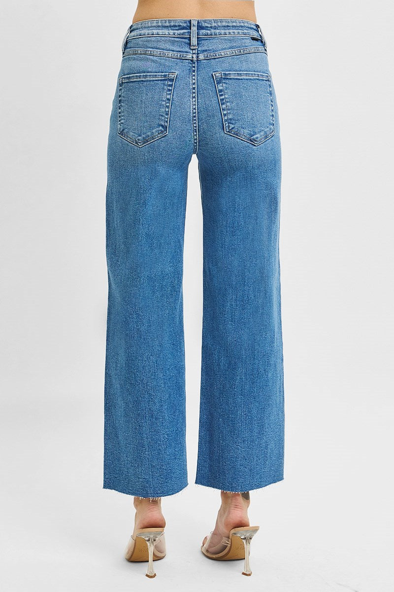 Tummy Control High Rise Crop Wide Leg Jeans