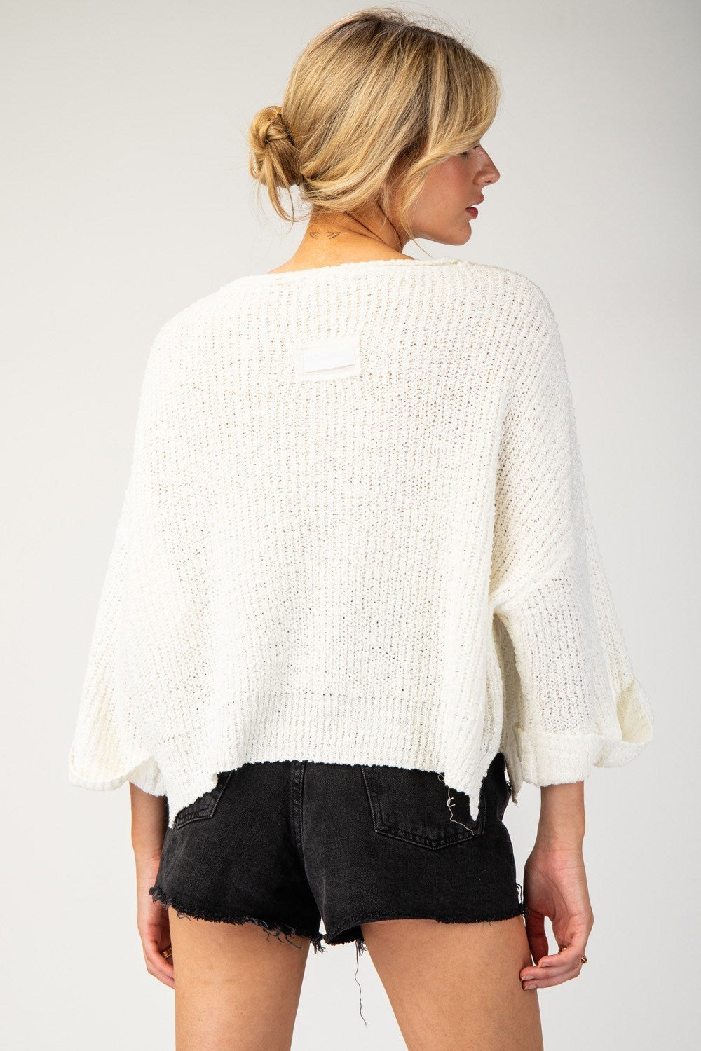 Textured V Neck Sweater Top