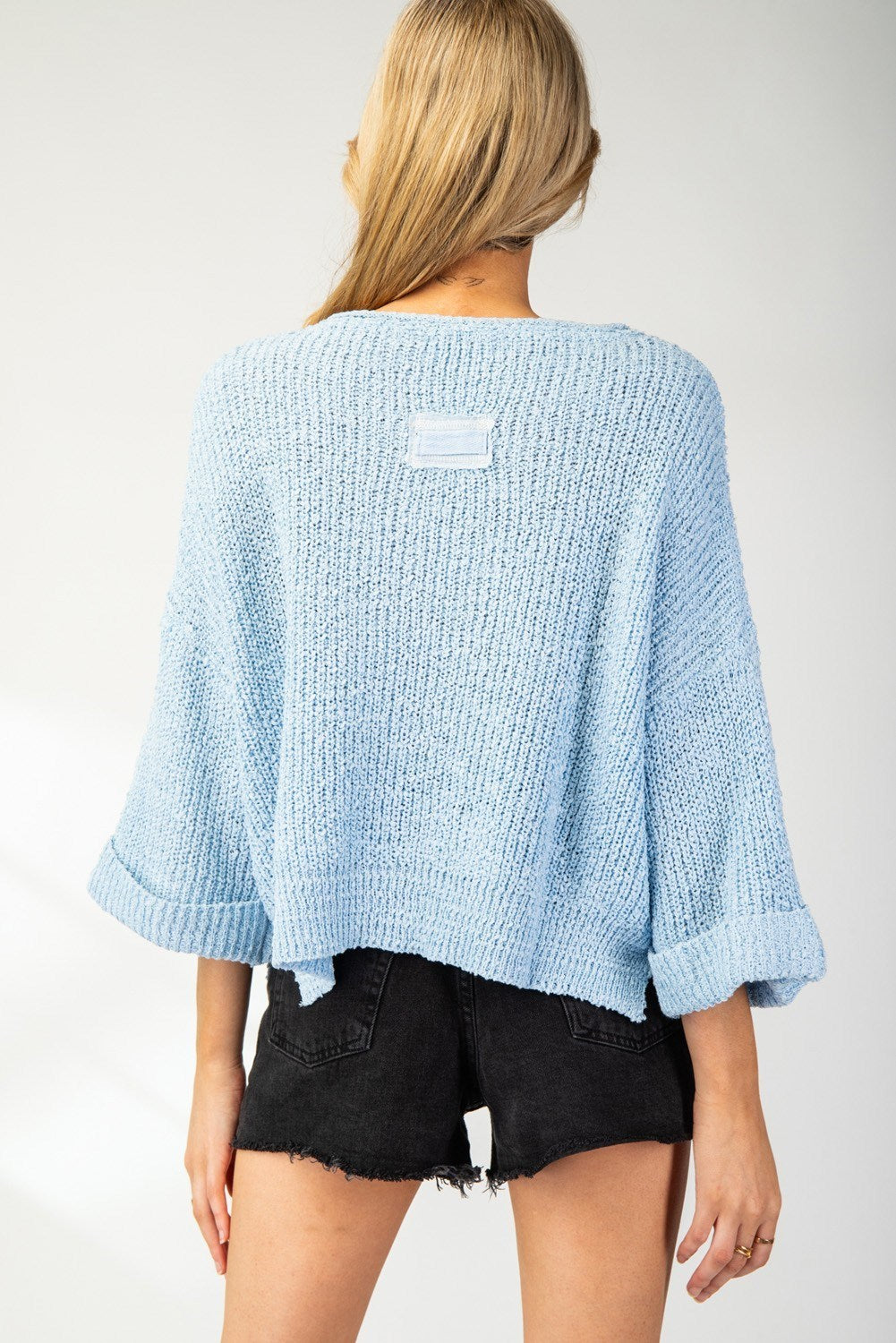 Textured V Neck Sweater Top