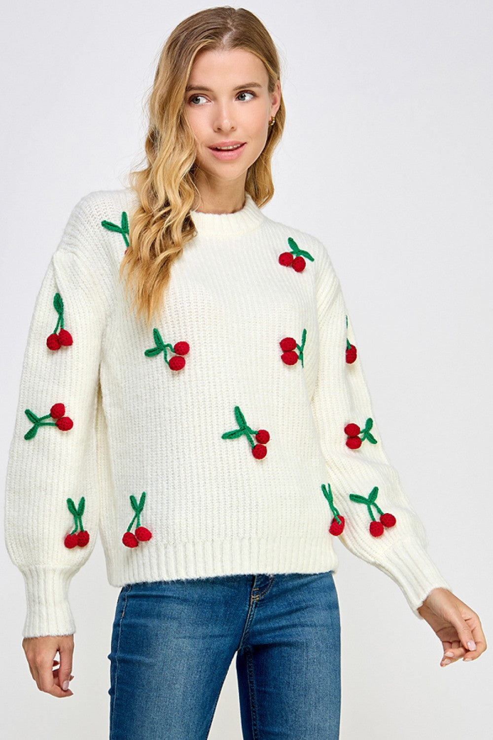 Cherry Detail Sweater Top