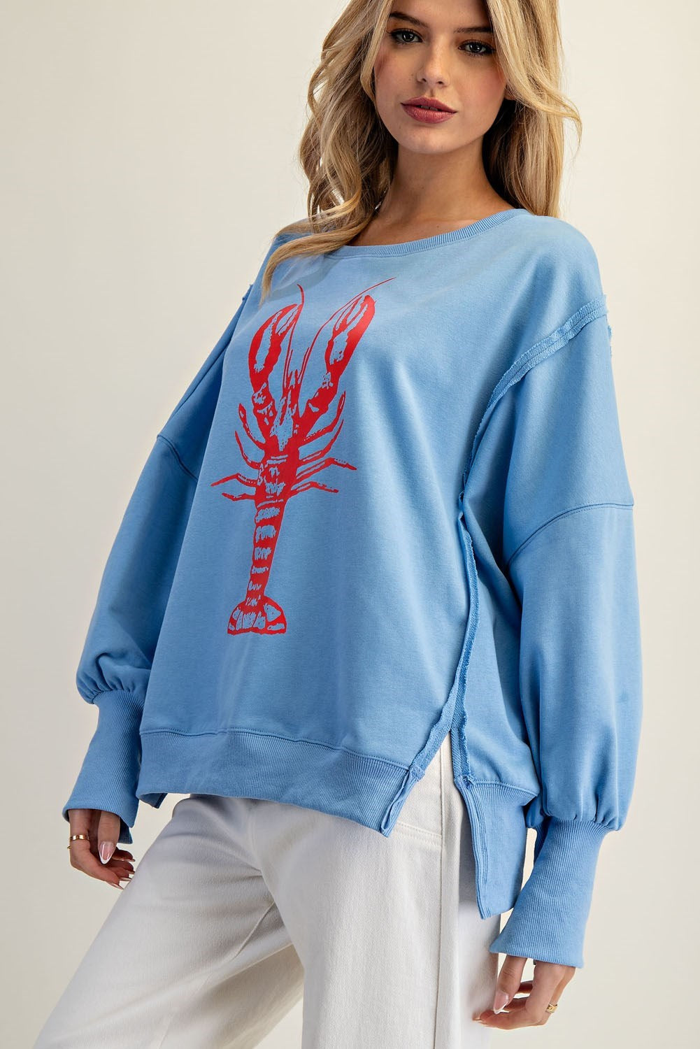 Lobster Printed Exposed Seam Pullover