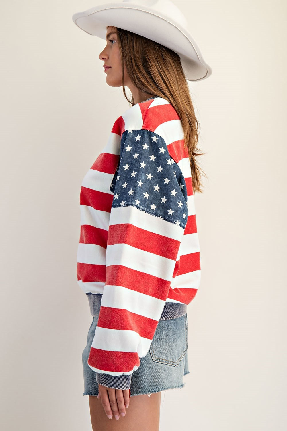 Striped Long Sleeve Star Shoulder Pullover