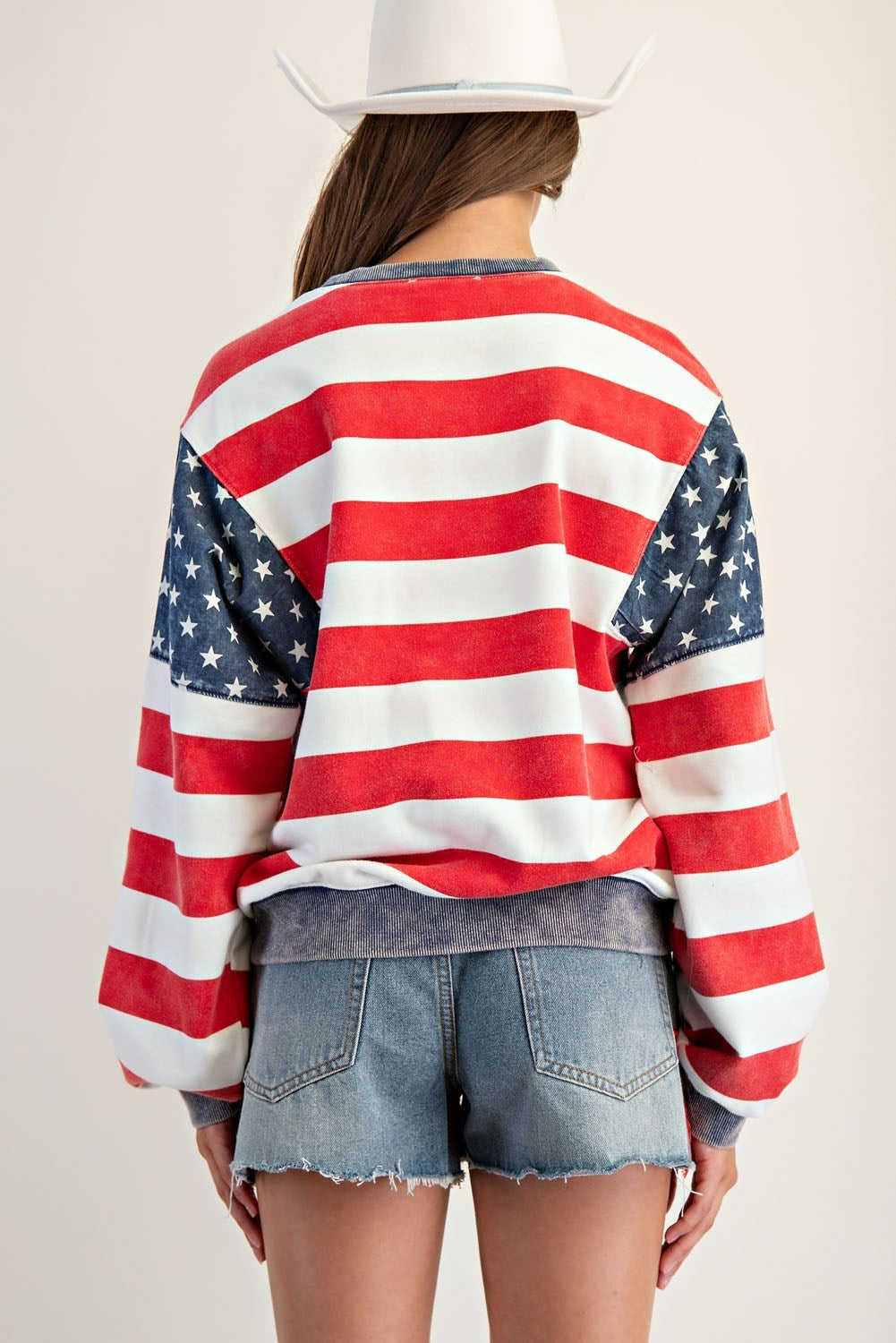Striped Long Sleeve Star Shoulder Pullover