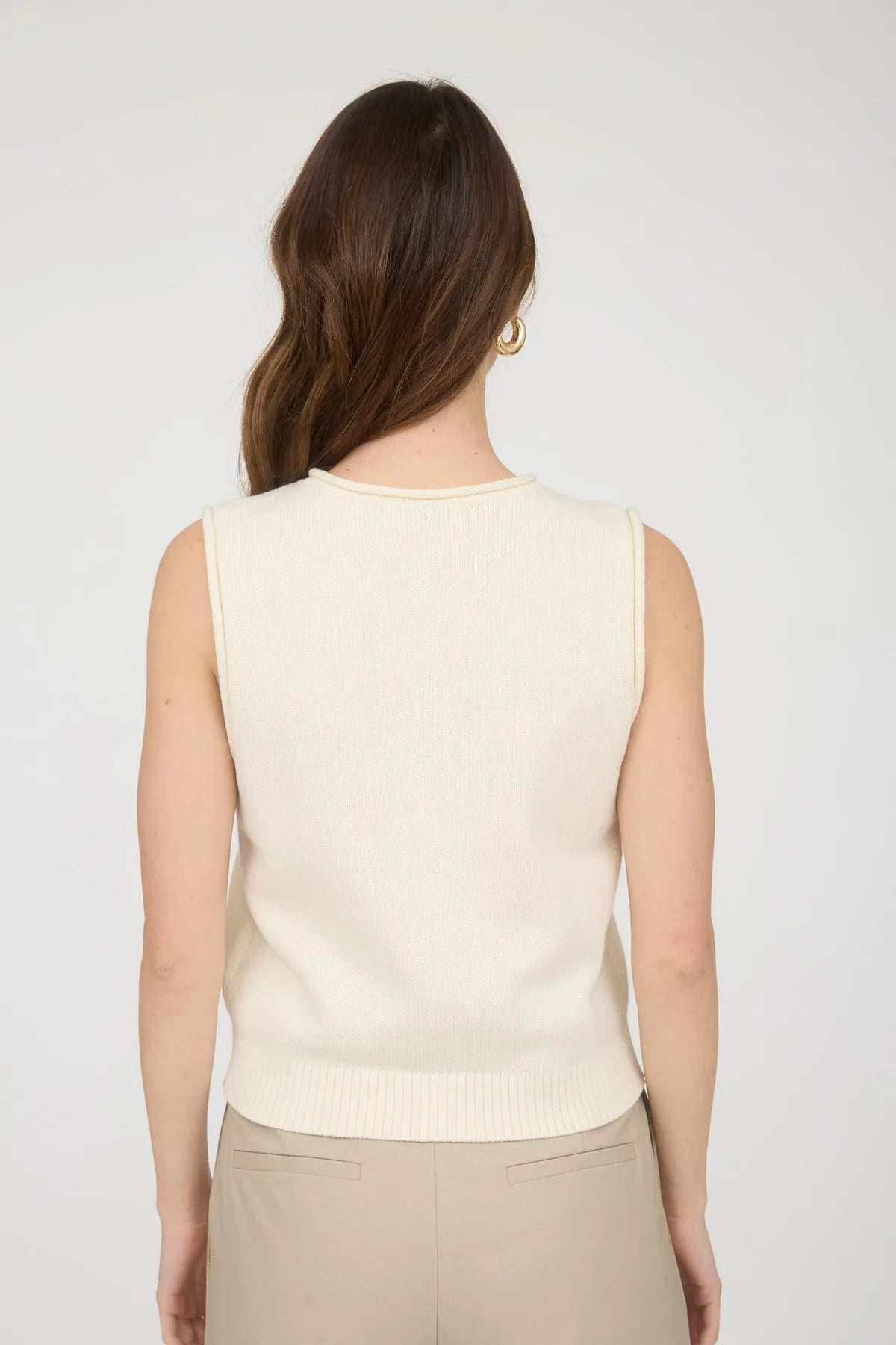 Raw Edge Button Down Knit Cardigan Vest Top