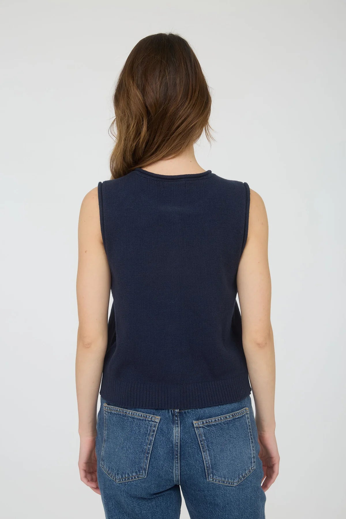 Raw Edge Button Down Knit Cardigan Vest Top