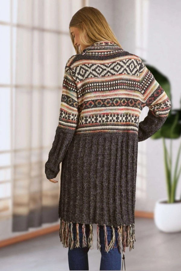 Tribal Fringe Kimono Sweater Cardigan