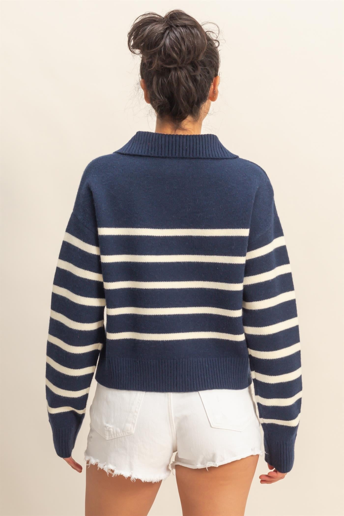Striped Half Zip Sweater