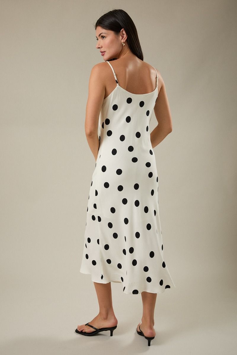 Cowl Neck Sleeveless Bias Slip Midi Dress