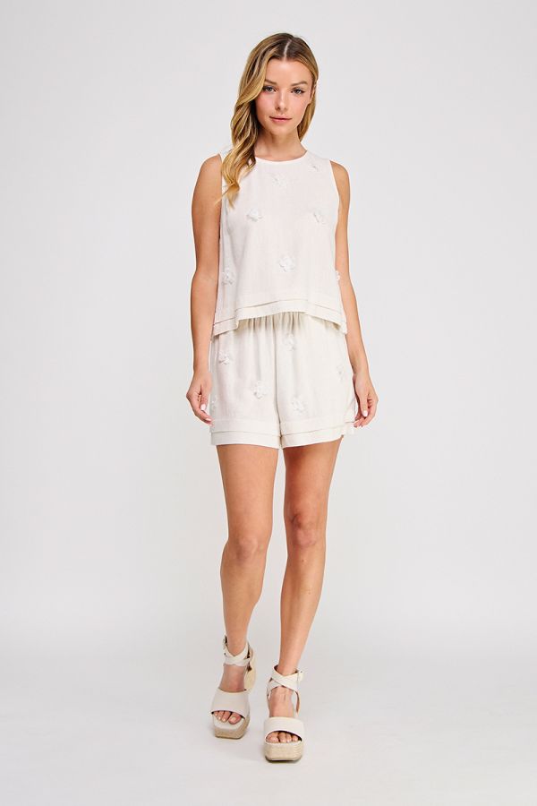 Soft Linen Floral Tank Top