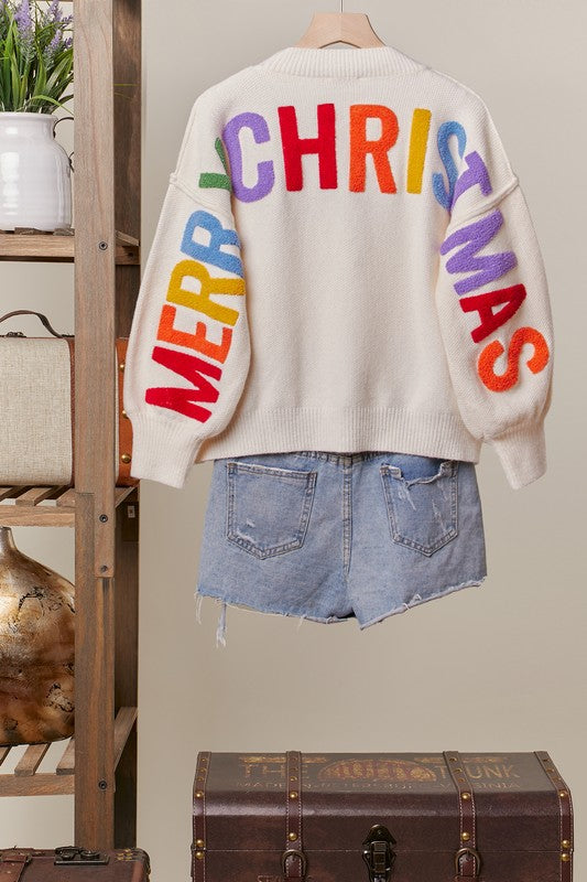 Oversize Christmas Sweater With Lettering