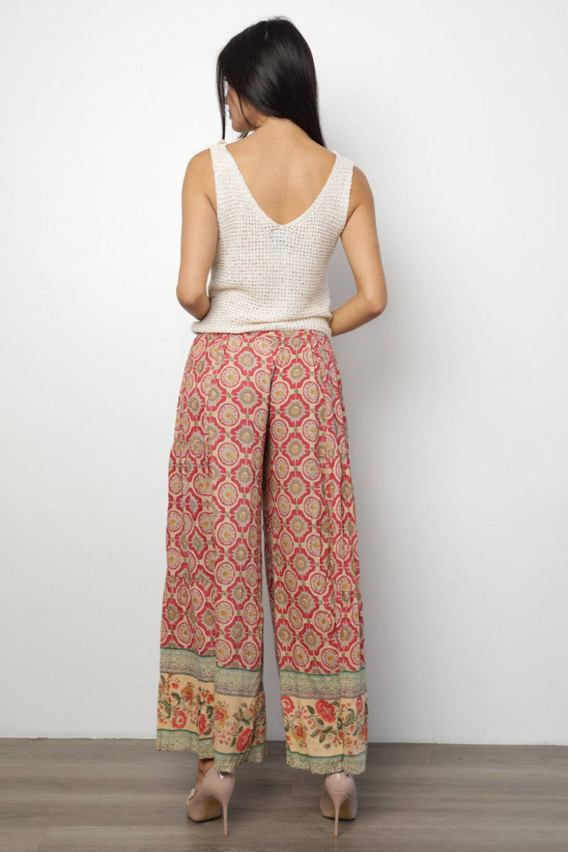 Coral Mosaic Palazzo Pants