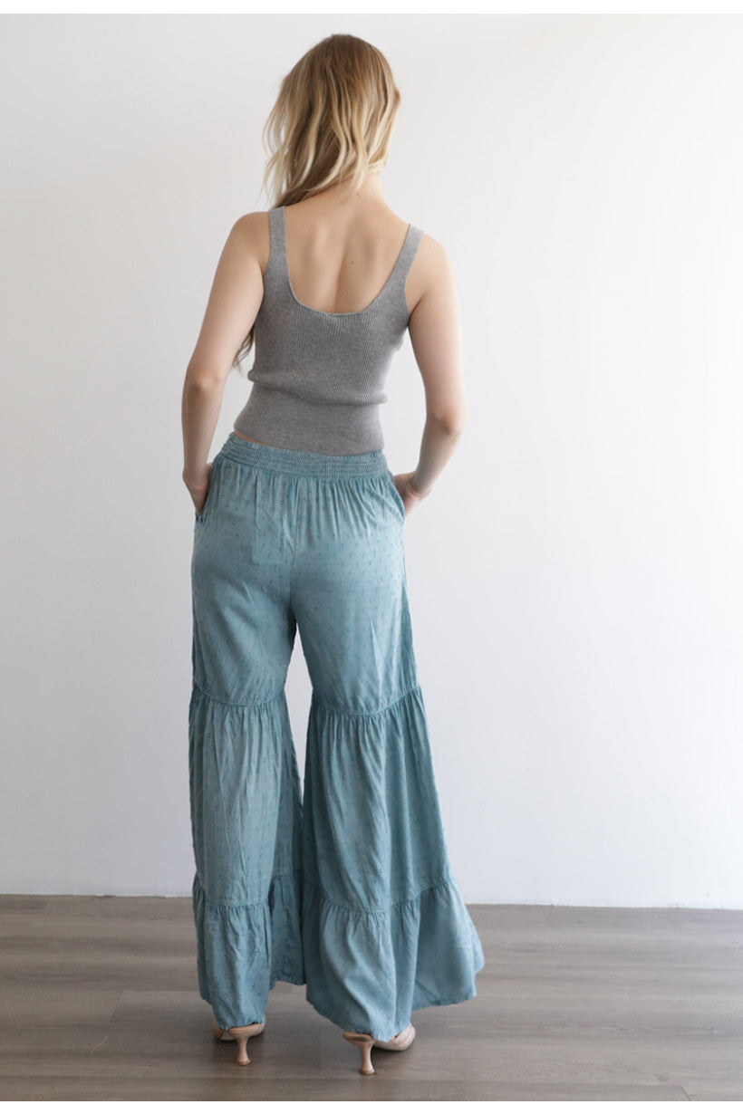 Sage Breeze Tiered Palazzo Pants