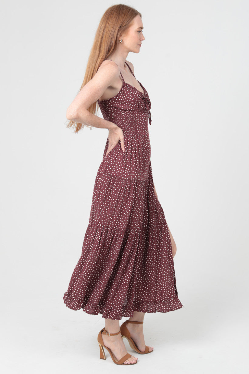 Spaghetti Strap Maxi Dress w/ Tie Front