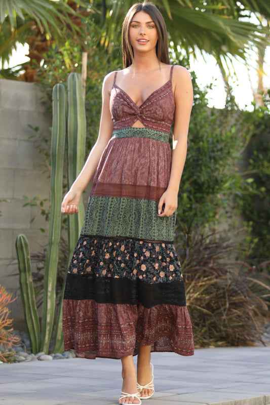 Twist Front Spaghetti Strap Maxi Dress