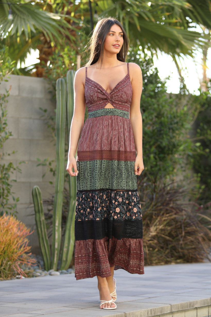 Twist Front Spaghetti Strap Maxi Dress