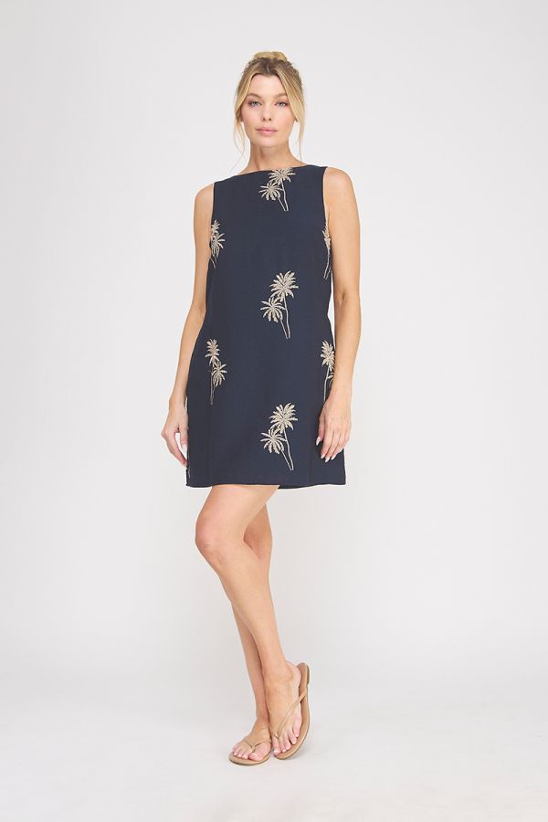 Palm Tree Embroidered Dress