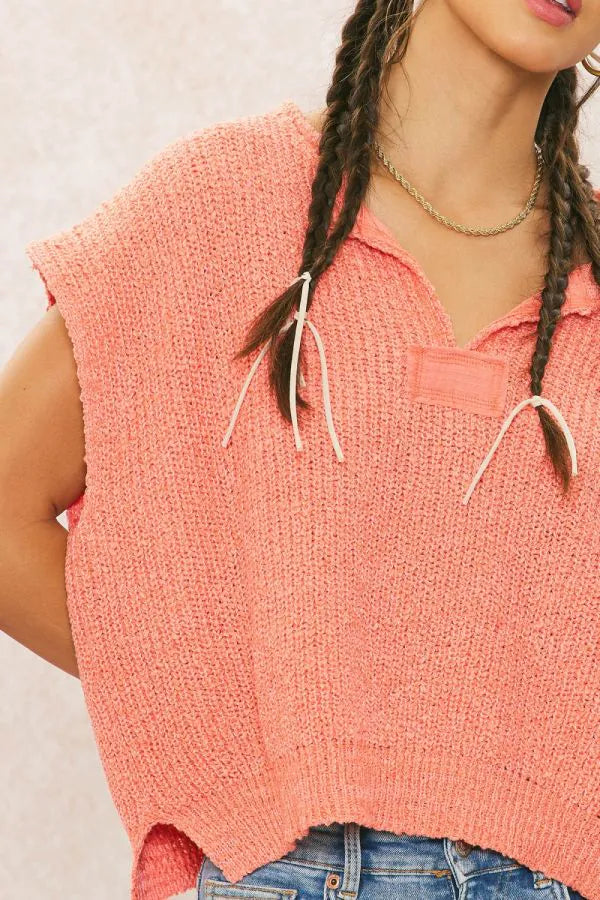 Crochet Knit Cap Sleeve Sweater