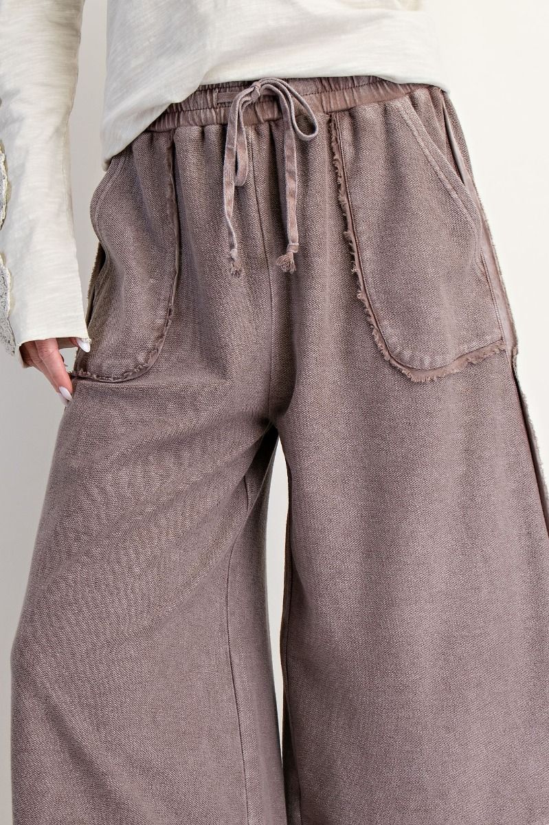 Mineral Washed Terry Knit Palazzo Pants