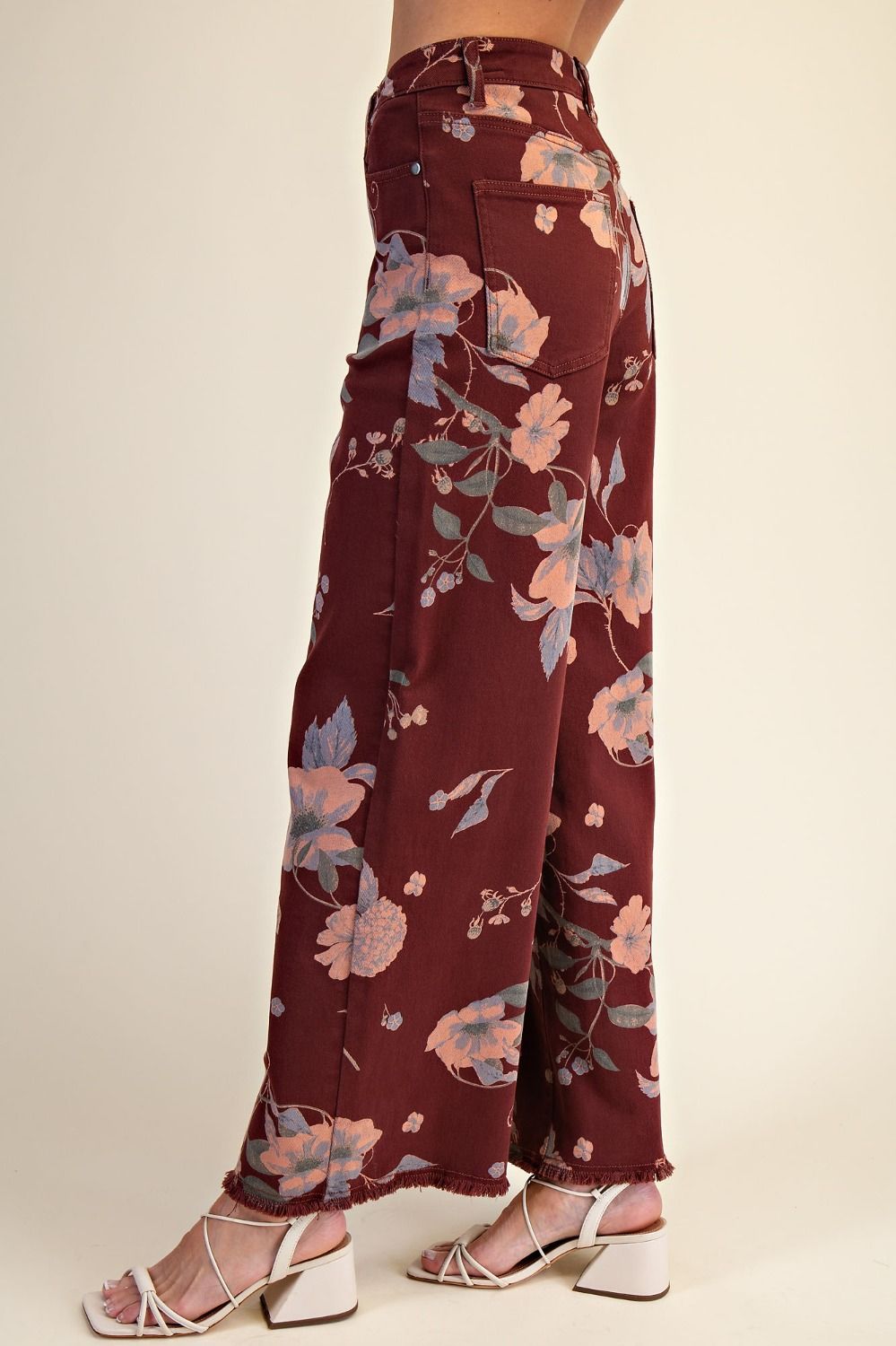 Floral Printed Soft Stretch Twill Pants