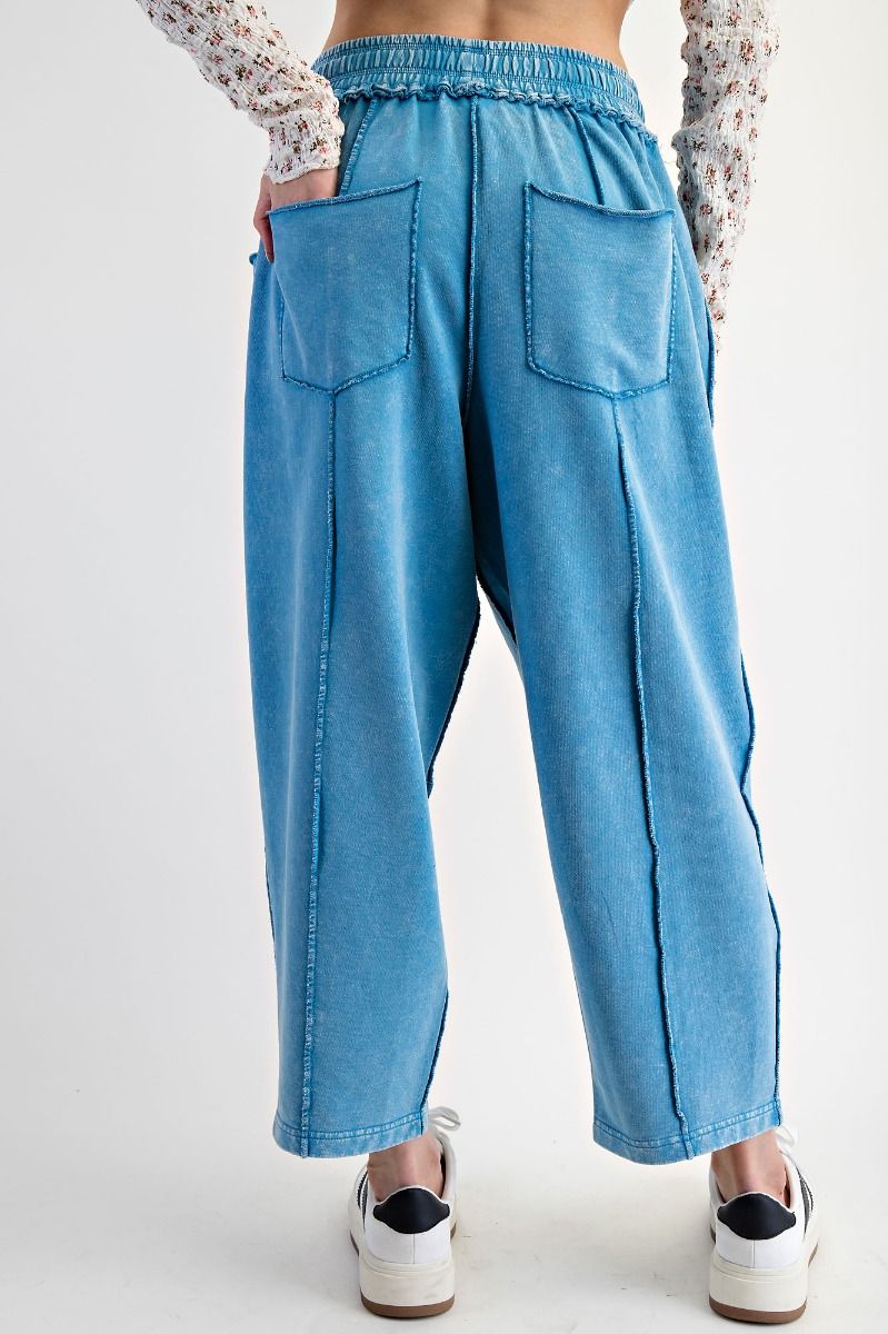 Mineral Washed Terry Knit Barrel Pants