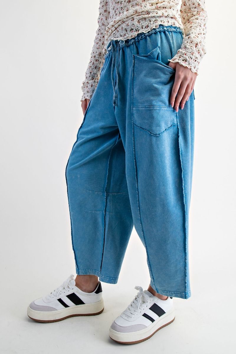 Mineral Washed Terry Knit Barrel Pants