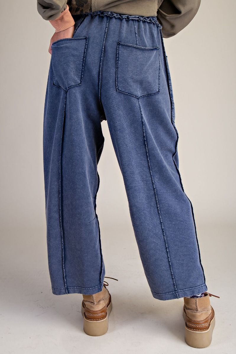 Mineral Washed Terry Knit Barrel Pants