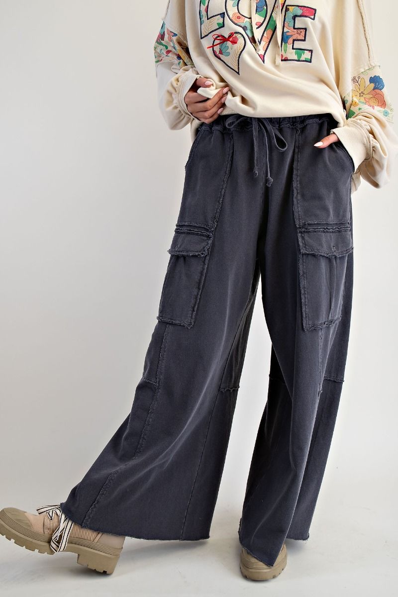 Mineral Washed Terry Knit Cargo Sweatpants