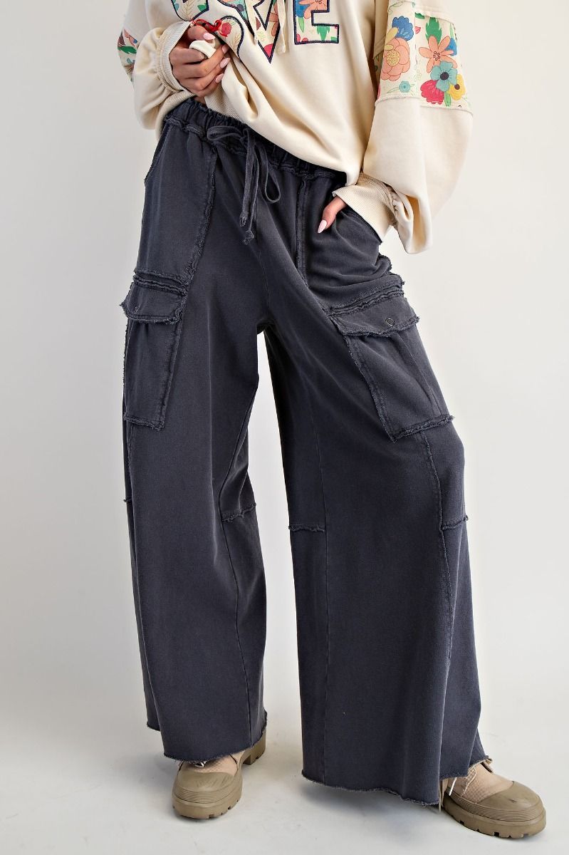 Mineral Washed Terry Knit Cargo Sweatpants