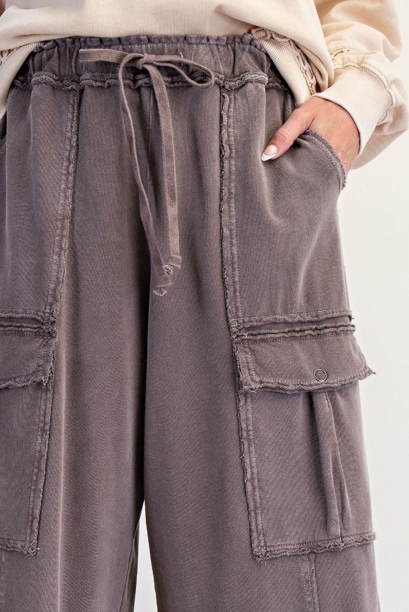 Mineral Washed Terry Knit Cargo Sweatpants