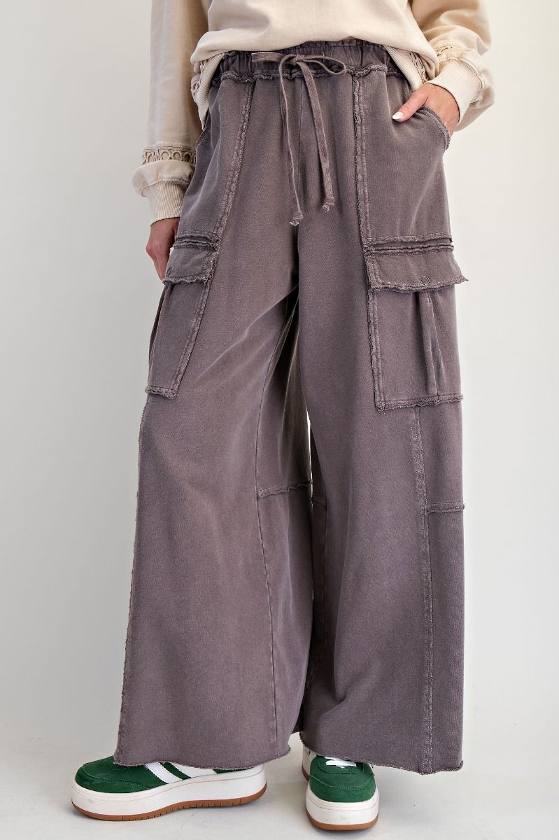 Mineral Washed Terry Knit Cargo Sweatpants