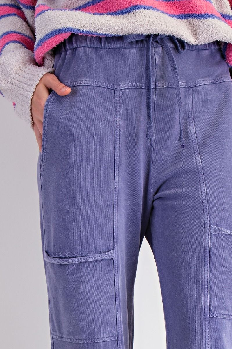 Washed Wide Leg Terry Pants