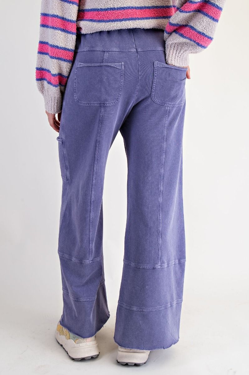Washed Wide Leg Terry Pants