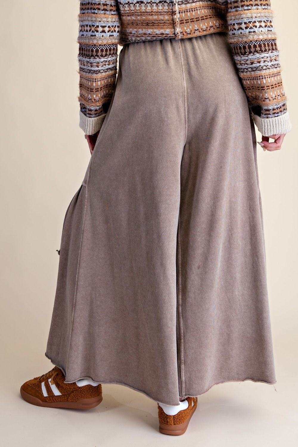 Star Patch Attached Washed Palazzo Pants
