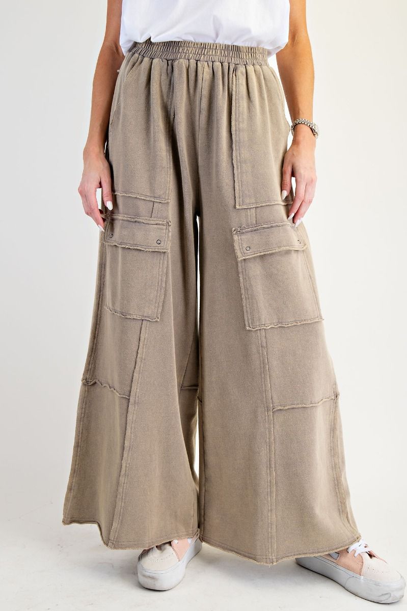 Mineral Washed Terry Knit Cargo Pants