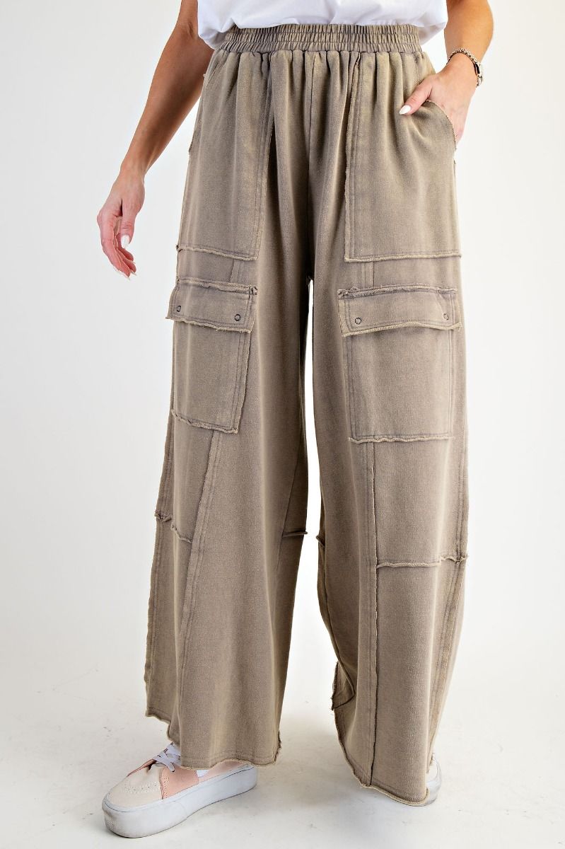 Mineral Washed Terry Knit Cargo Pants