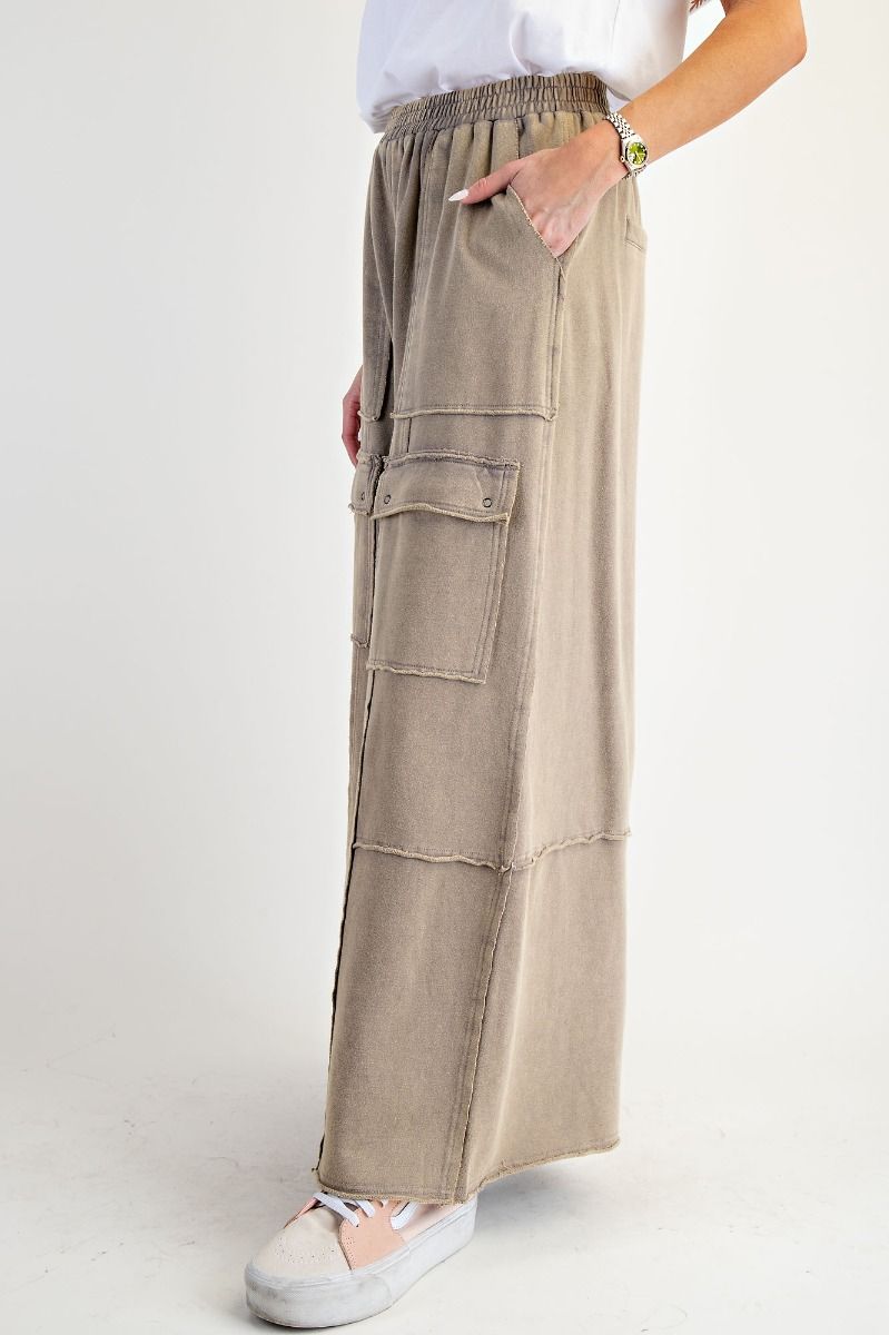 Mineral Washed Terry Knit Cargo Pants