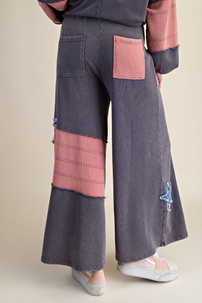 Star Patch Detailing Washed Terry Pants