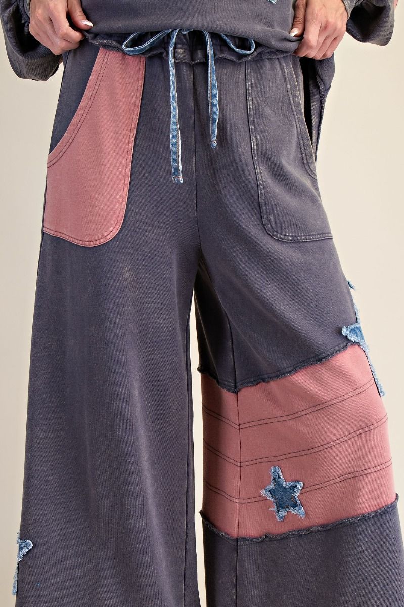 Star Patch Detailing Washed Terry Pants