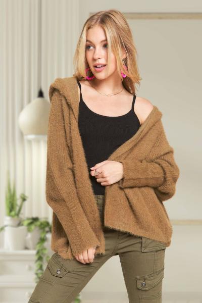 Soft Fuzzy Sweater Hoodie Cardigan