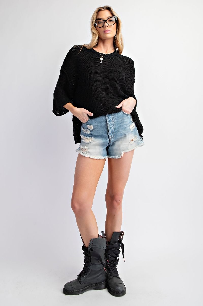 Half Sleeve Knitted Boxy Sweater