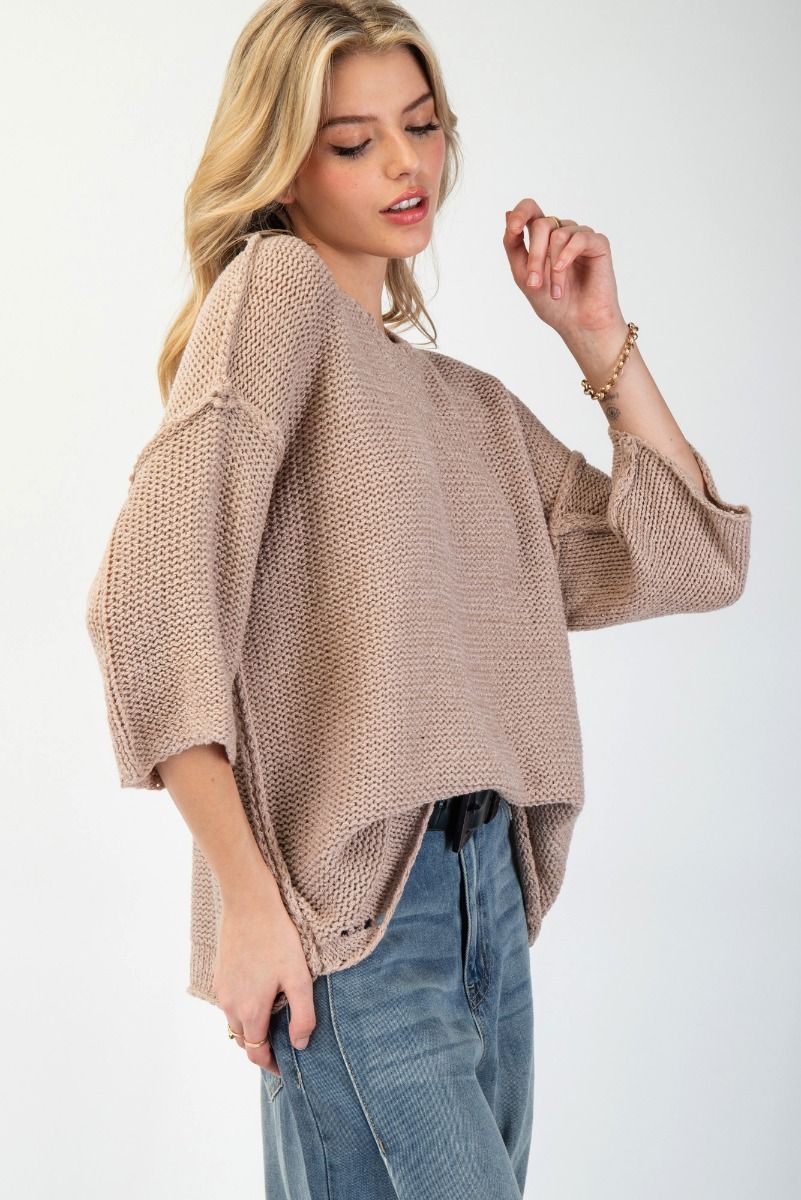 Half Sleeve Knitted Boxy Sweater