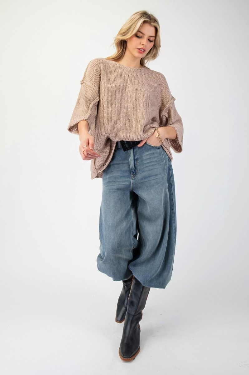 Half Sleeve Knitted Boxy Sweater