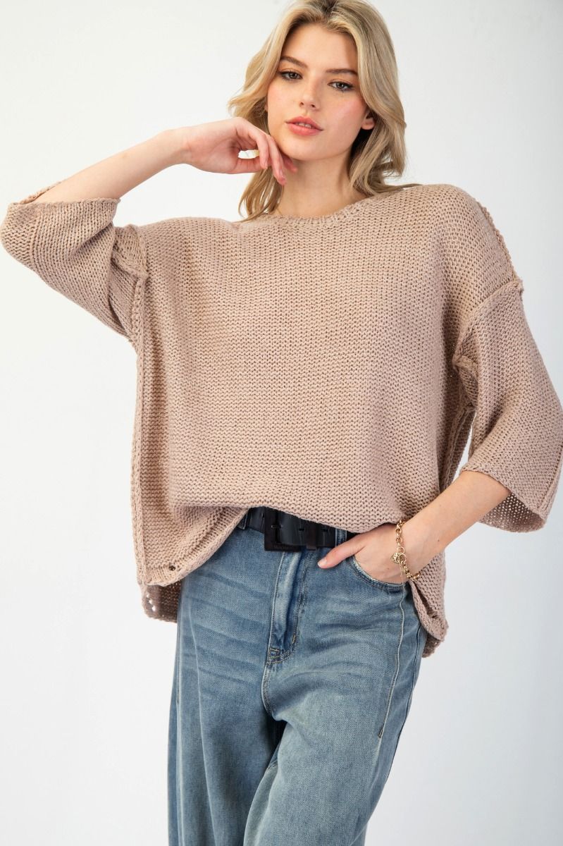 Half Sleeve Knitted Boxy Sweater