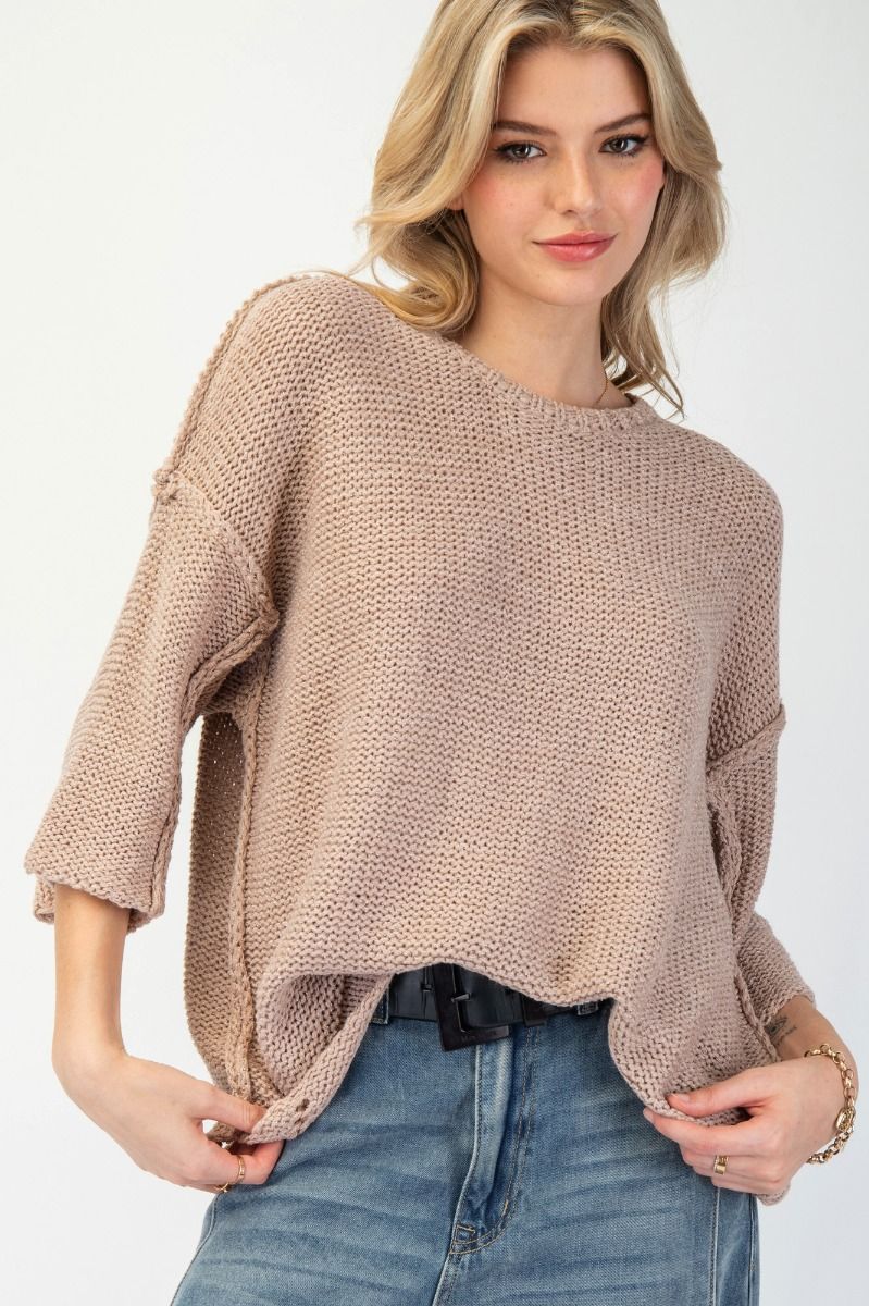 Half Sleeve Knitted Boxy Sweater