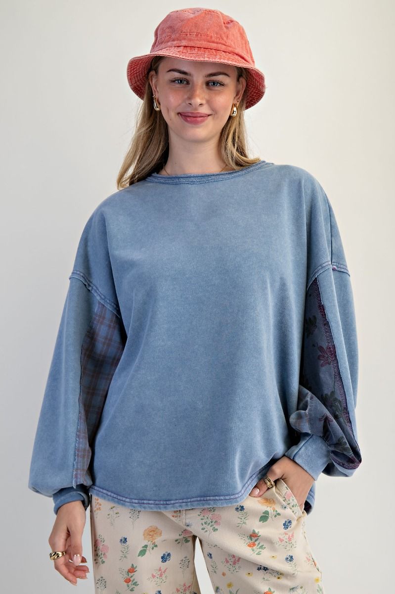 Dolman Long Sleeve Washed Terry Pullover