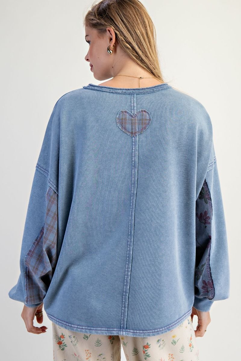 Dolman Long Sleeve Washed Terry Pullover